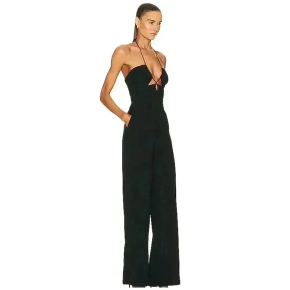 SIMKHAI GALA PLISSE CUT OUT BLACK JUMPSUIT NEW NWT! - Picture 5 of 11